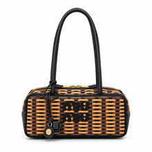 Bolsa Miu Miu Summer Woven Caramelo e Preto - vista frontal