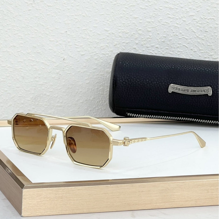 Óculos de Sol Chrome Hearts Rump - variante dourada com lente marrom