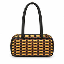 Bolsa Miu Miu Summer Woven Caramelo e Preto - vista traseira