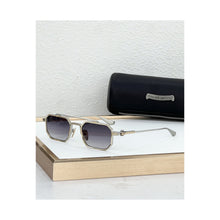 Óculos de Sol Chrome Hearts Rump - variante dourada e prata com lente roxa