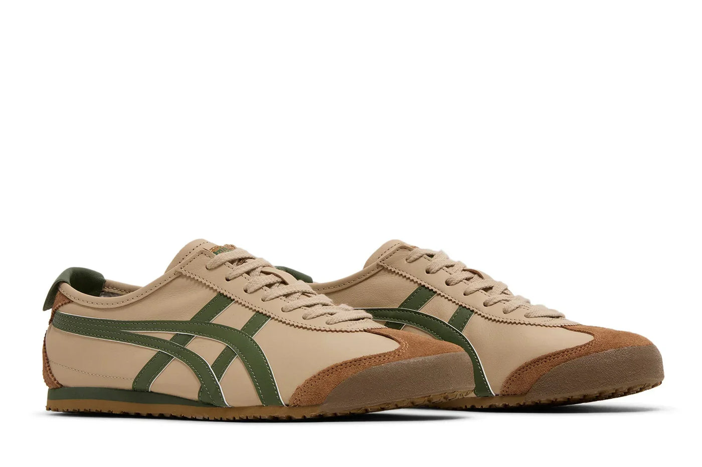 Tênis Onitsuka Tiger Mexico 66 Beige Grass Green Marrom detalhe do solado