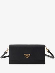 Bolsa Mini Prada de Couro com Logo Preto