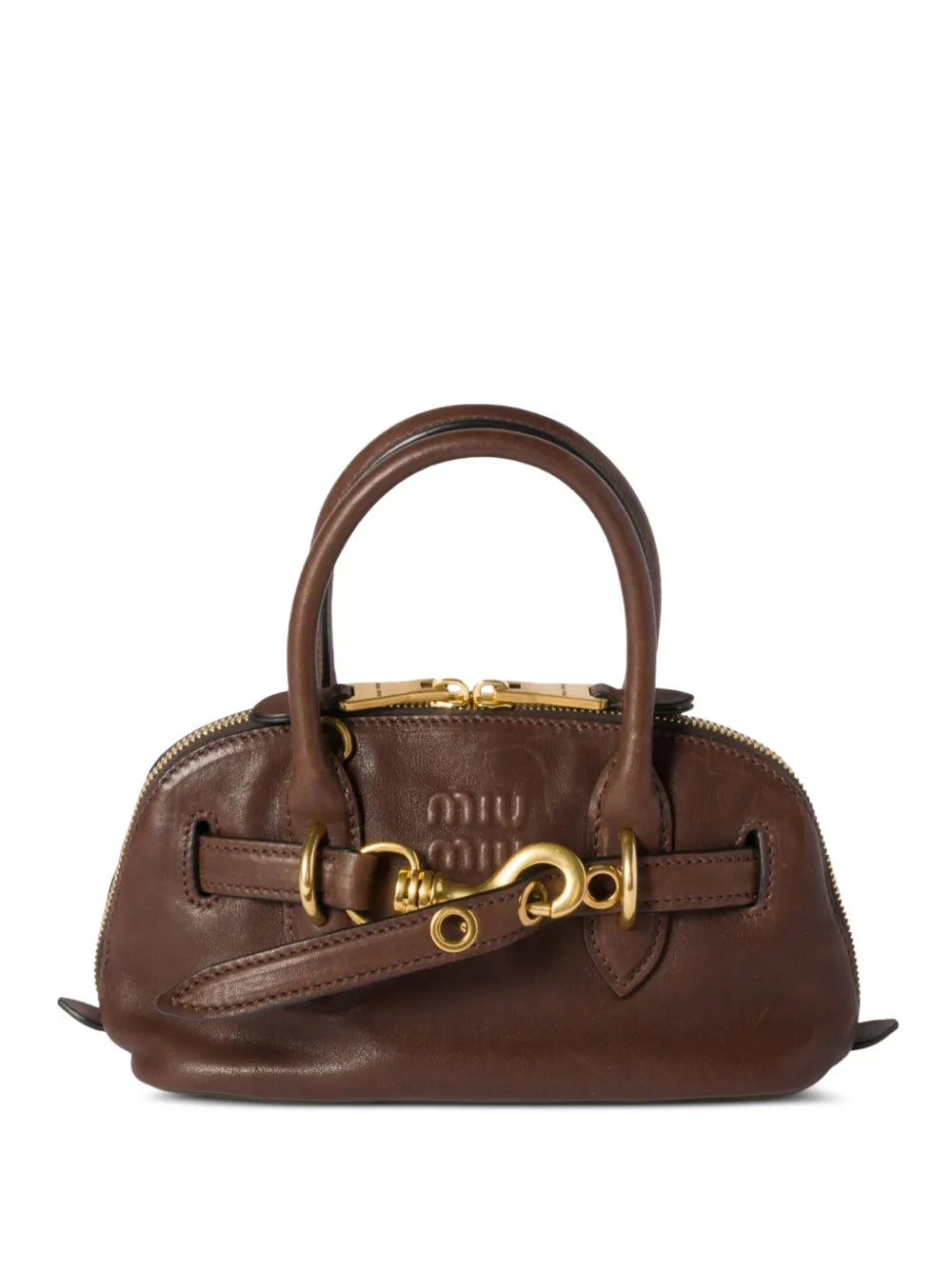 Miu Miu Bolsa Aventure mini de couro | Marrom | Image 1