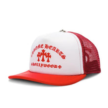 Boné Chrome Hearts King Taco Trucker Vermelho Branco - frente 1:1 fundo branco
