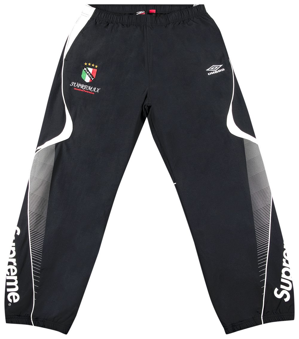 Calça Supreme x Umbro Track Pant Black White - frente 1:1 fundo branco