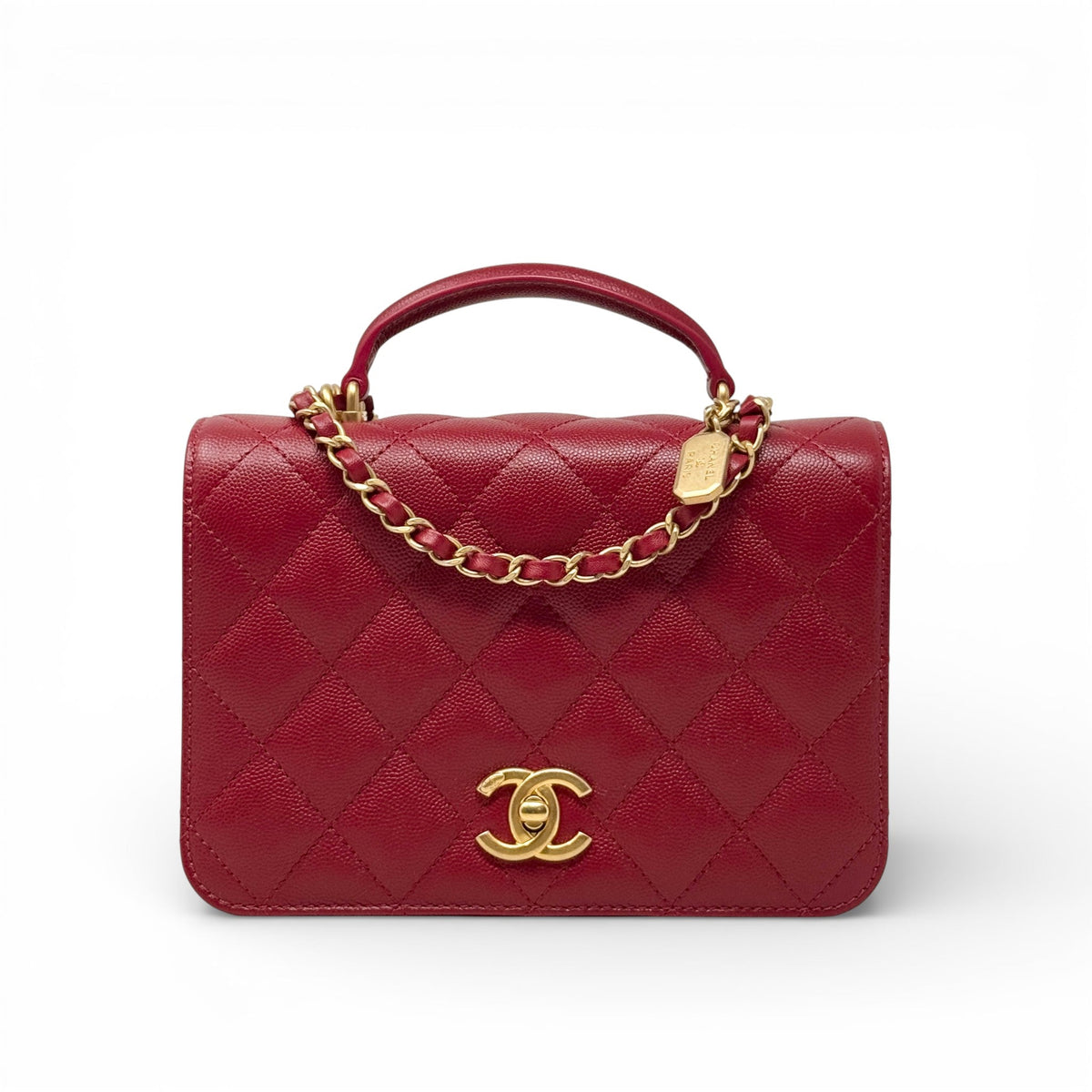 Chanel Red Small Top Handle Flap