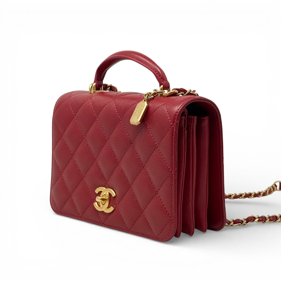 Chanel Red Small Top Handle Flap