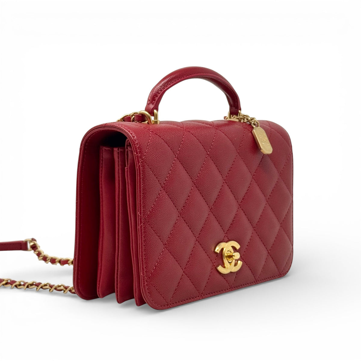Chanel Red Small Top Handle Flap
