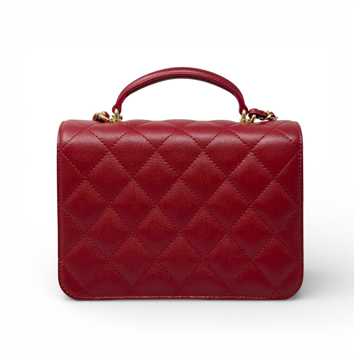 Chanel Red Small Top Handle Flap