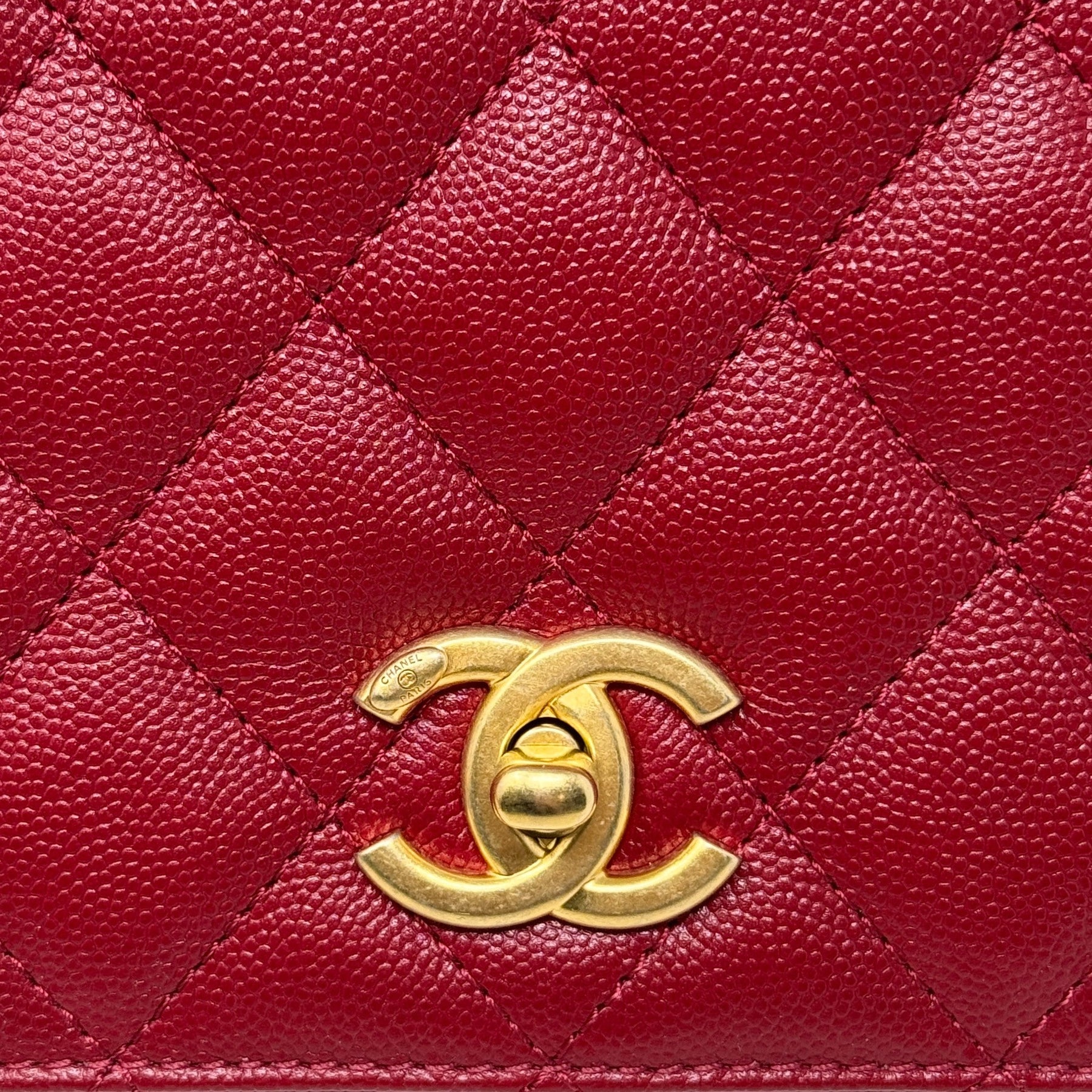 Chanel Red Small Top Handle Flap