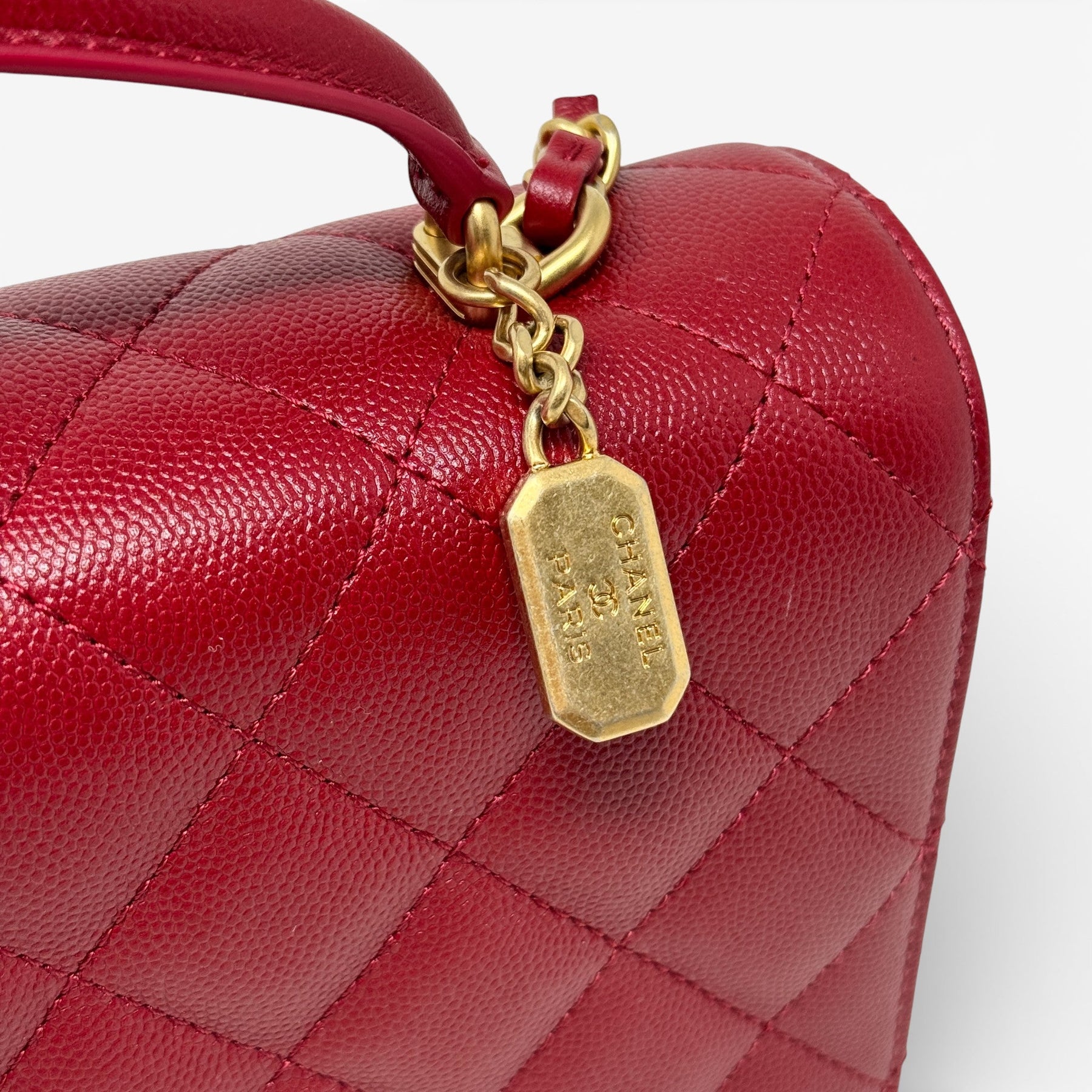 Chanel Red Small Top Handle Flap