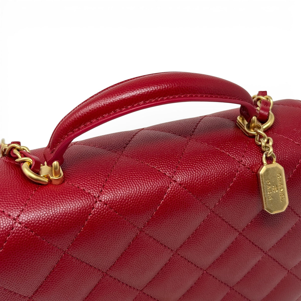 Chanel Red Small Top Handle Flap