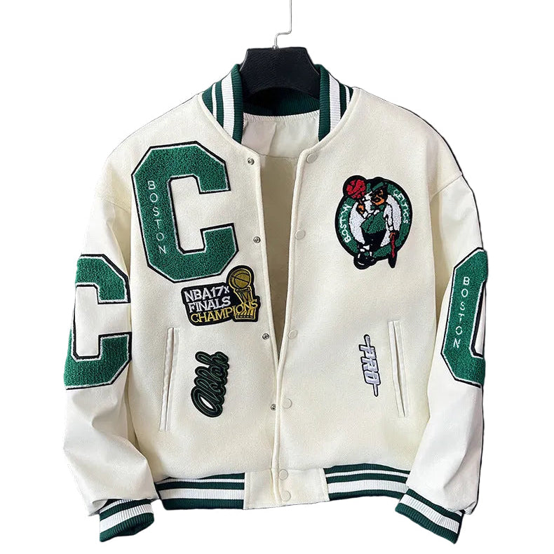Jaqueta College Boston Celtics | Estilo Varsity Boxy