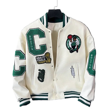 Jaqueta College Boston Celtics | Estilo Varsity Boxy