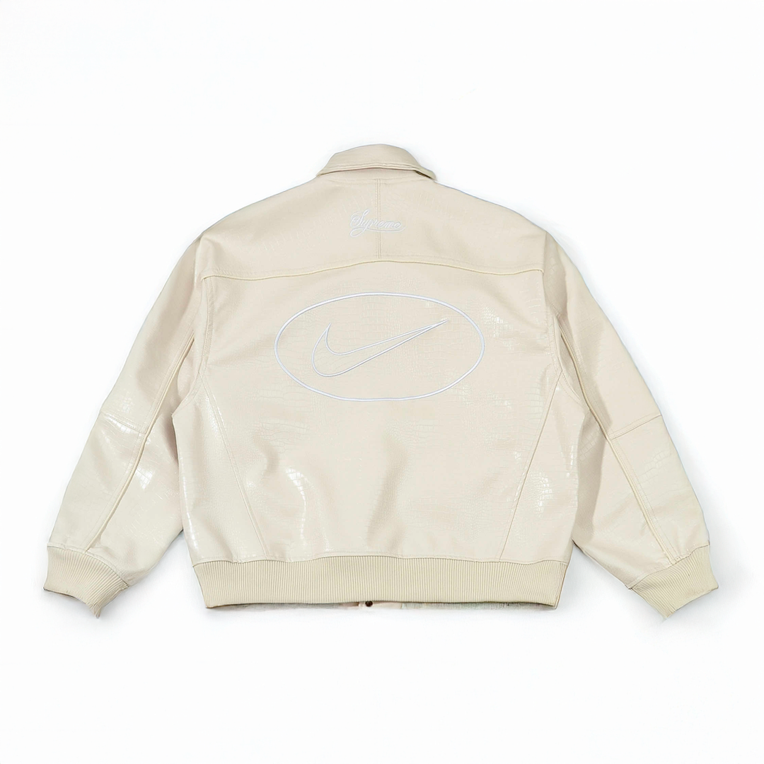 Jaqueta Nike x Supreme Varsity Leather Off White