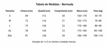 Tabela de Medidas - Bermuda