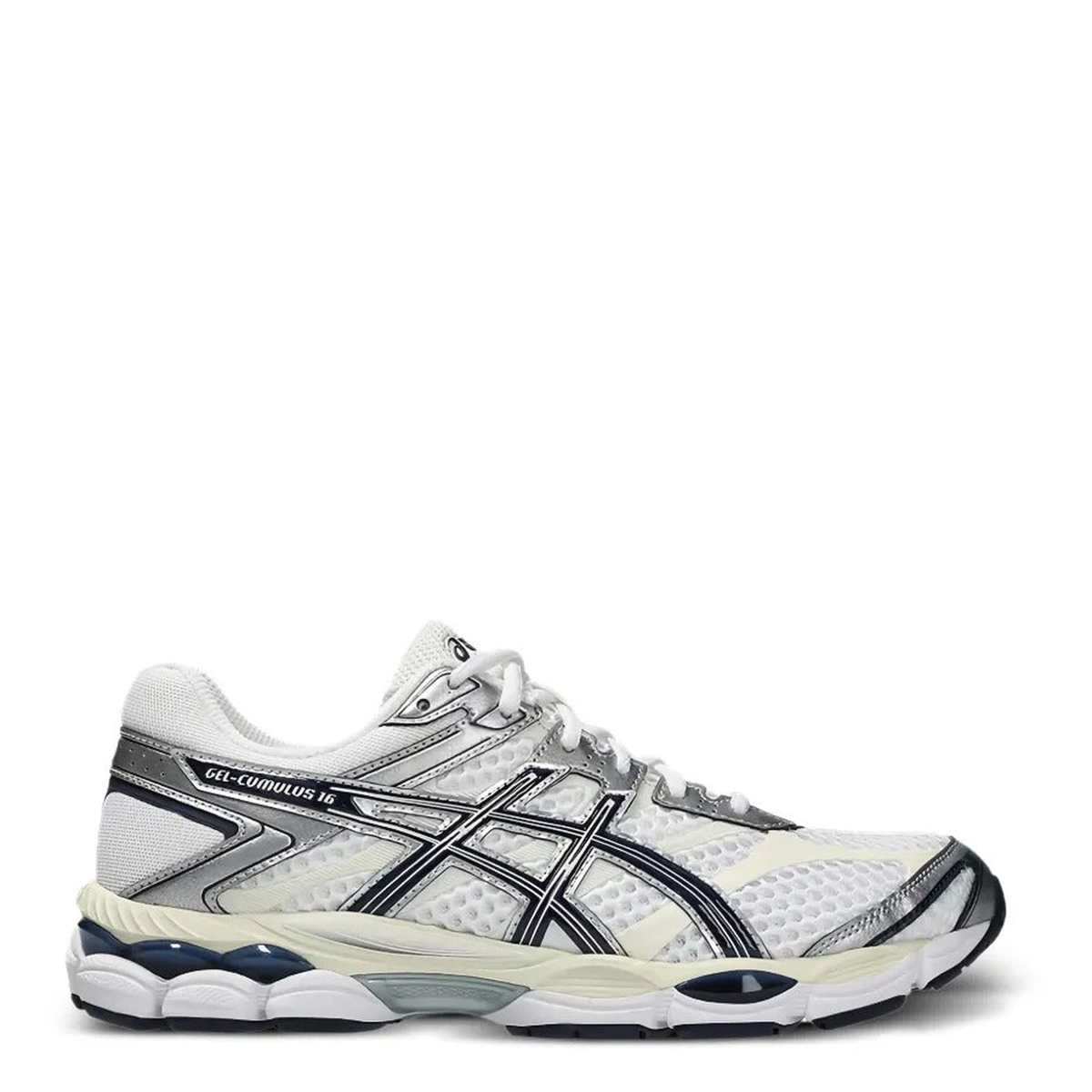 ASICS GEL-Cumulus 16 White Navy Silver – lateral direita