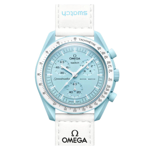 Relógio Omega x Swatch Moonswatch Mission To Uranus Quartzo Azul Bebê 42mm SO33L100