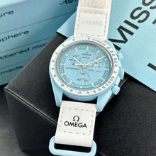 Relógio Omega x Swatch Moonswatch Mission To Uranus Quartzo Azul Bebê 42mm SO33L100 na internet