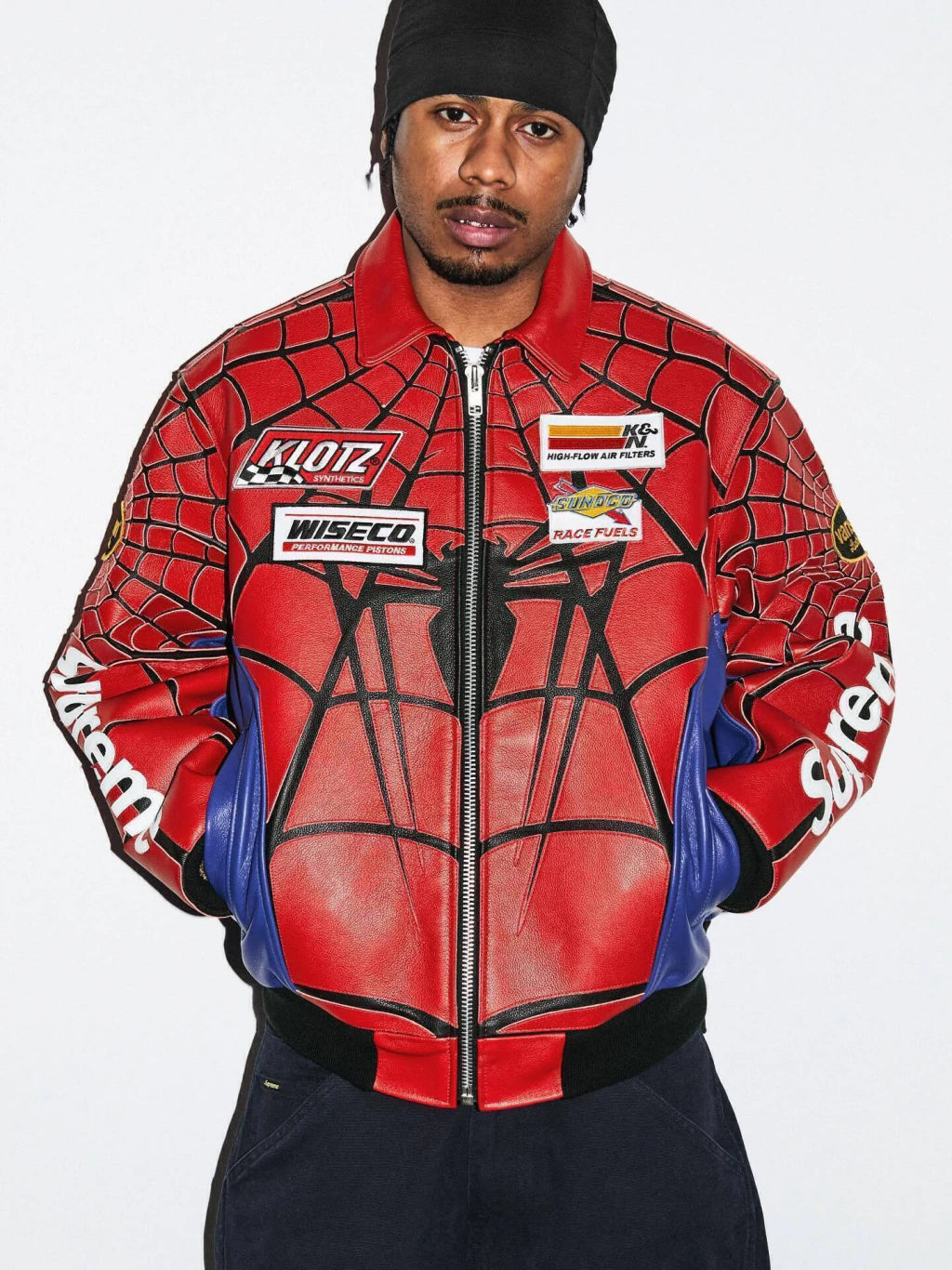 Vanson Leathers x Supreme Jaqueta Spider-Man Red
