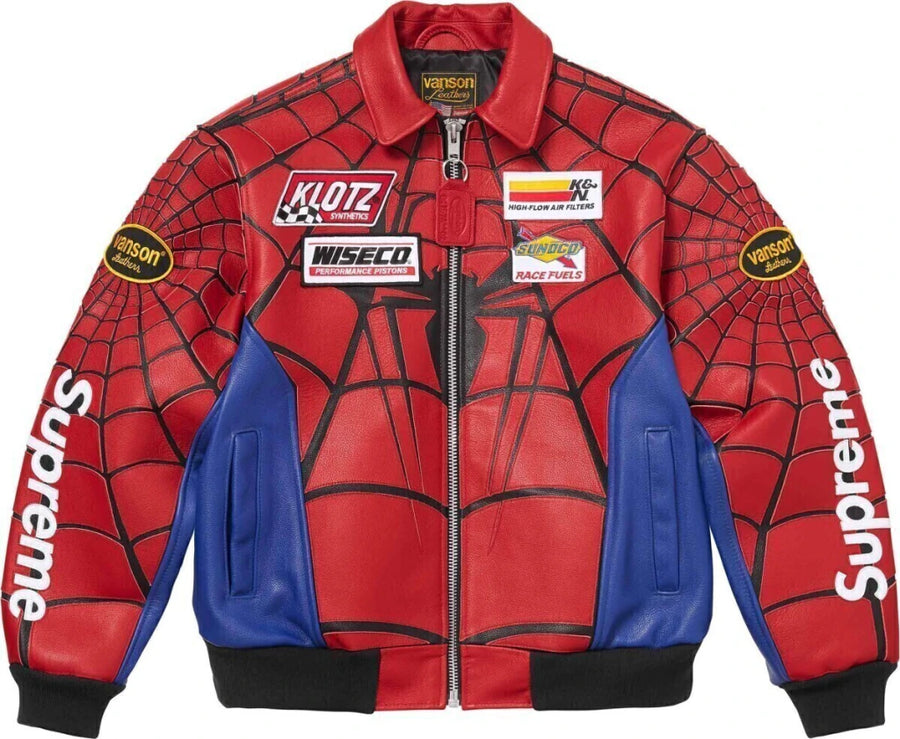 Vanson Leathers x Supreme Jaqueta Spider-Man Red