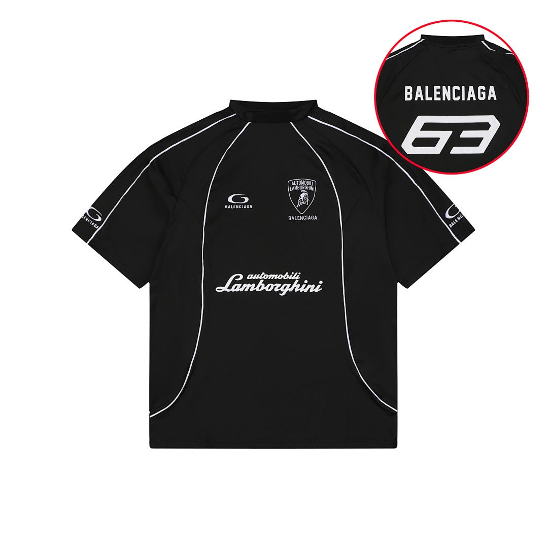 Balenciaga x Lamborghini Soccer T-Shirt - detalhe frente logos