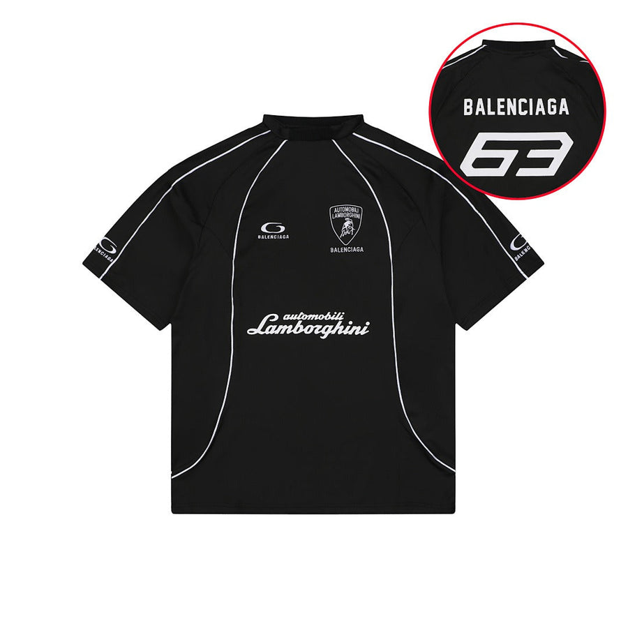 Balenciaga x Lamborghini Soccer T-Shirt - detalhe frente logos