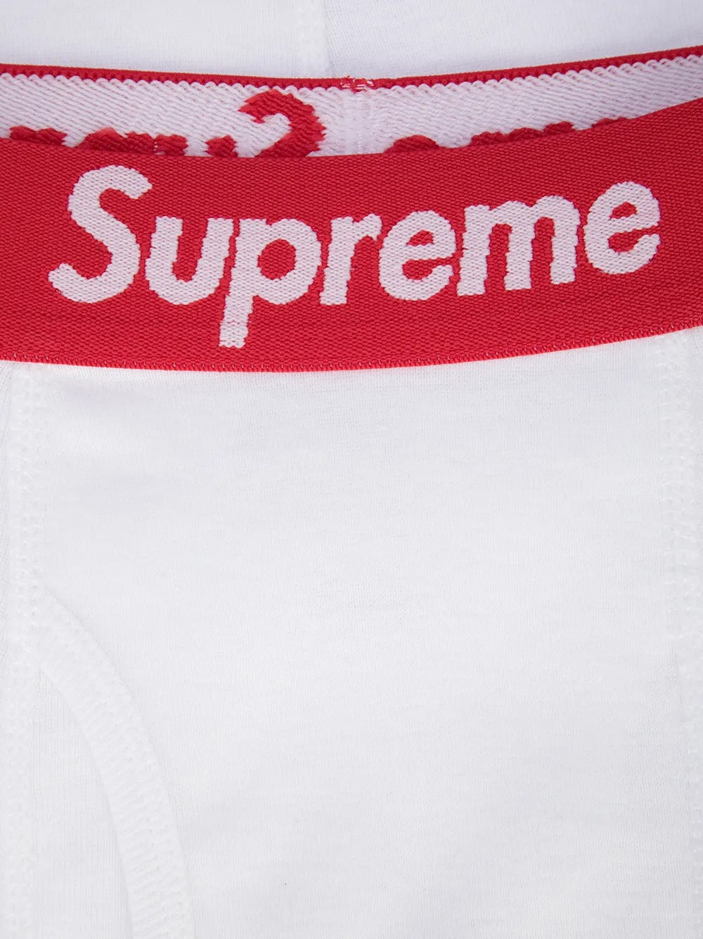 Supreme x Hanes Kit 4 Cuecas Boxer - Detalhe cós Supreme vermelho