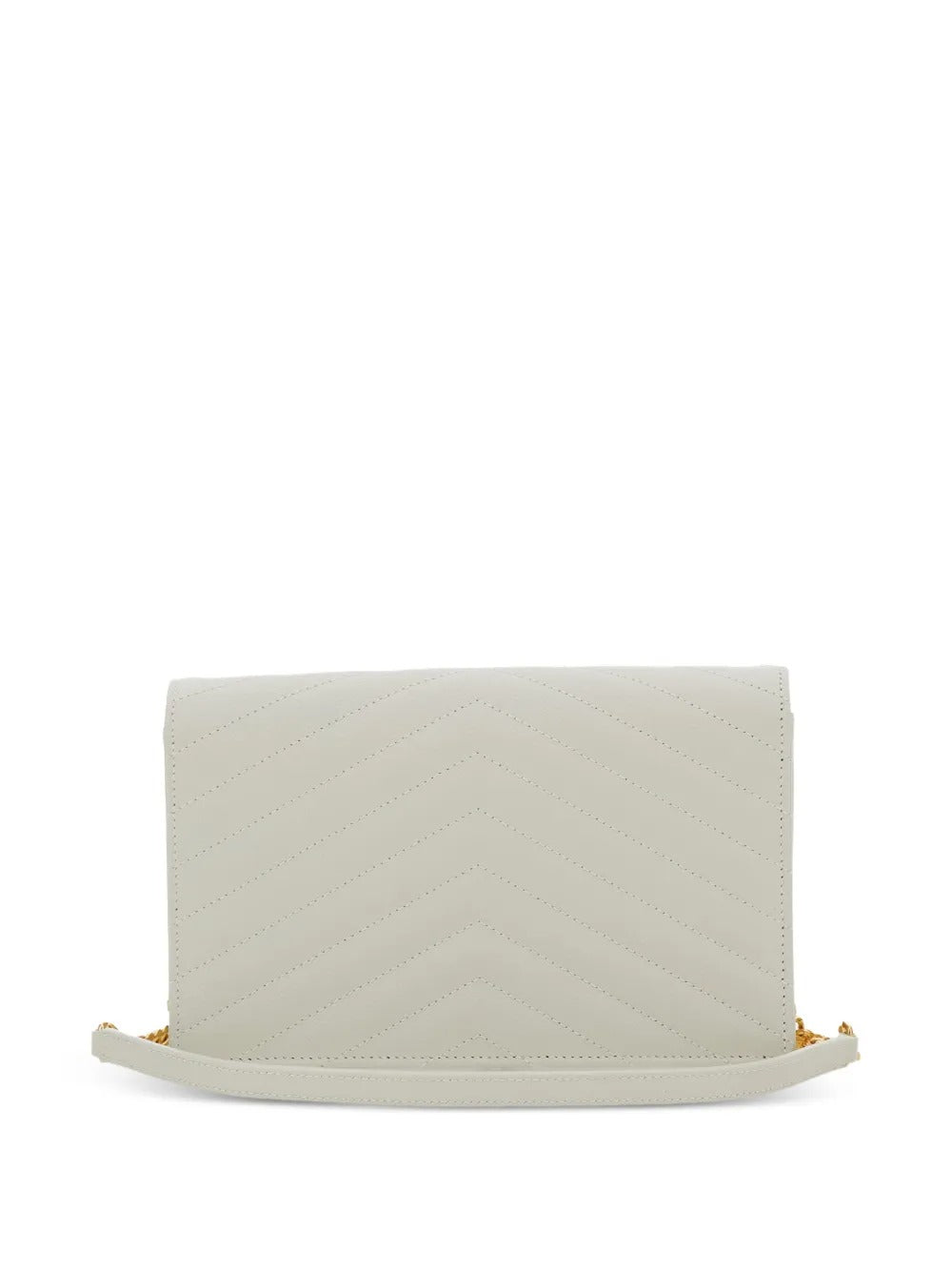 Saint Laurent Cassandre Envelope Chevron - vista frontal com corrente