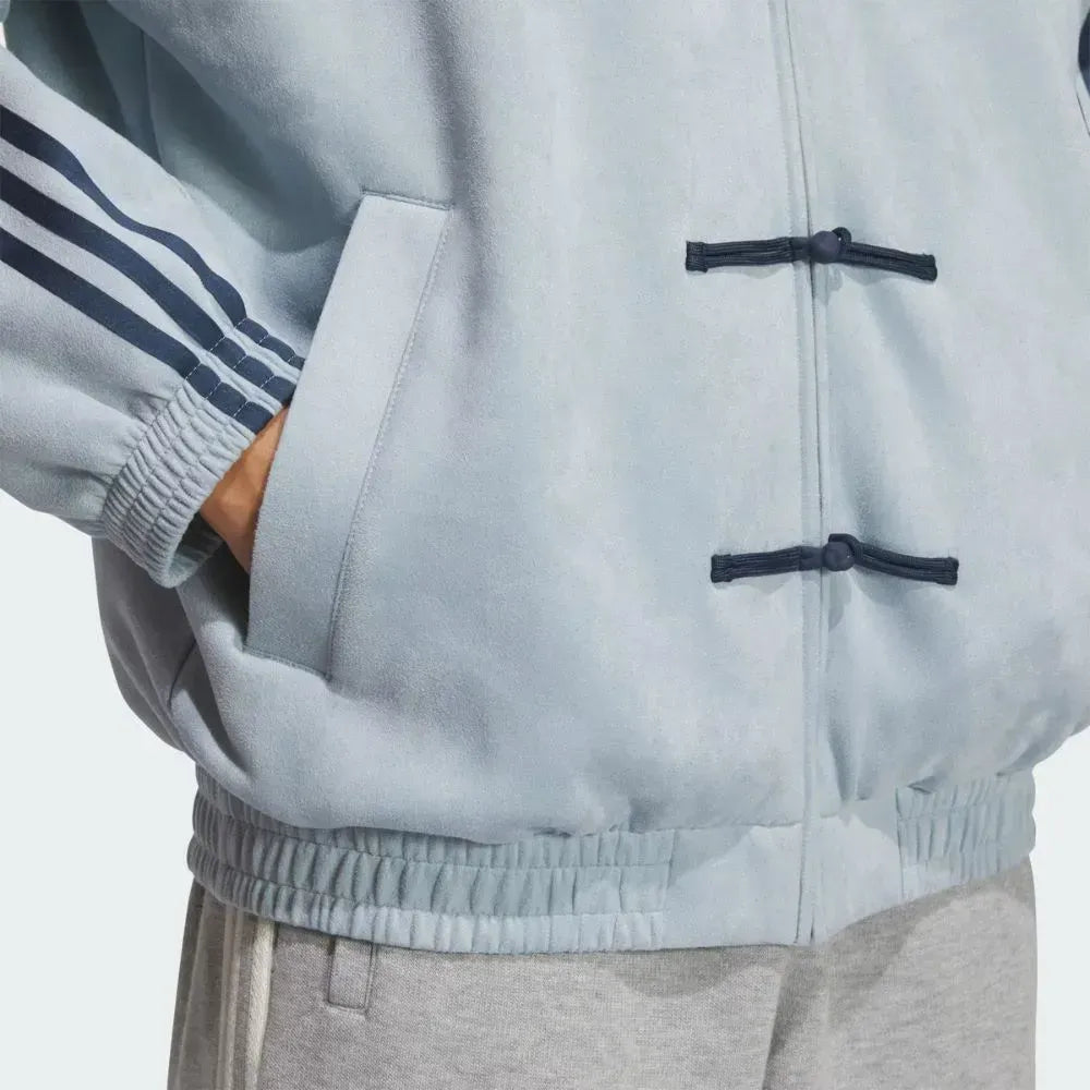 Adidas CTT Chinese Track Top Cinza - Detalhe frog buttons e bolso