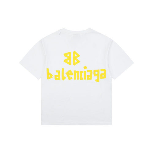 Balenciaga Tape Type T-Shirt Gold - verso BB logo amarelo