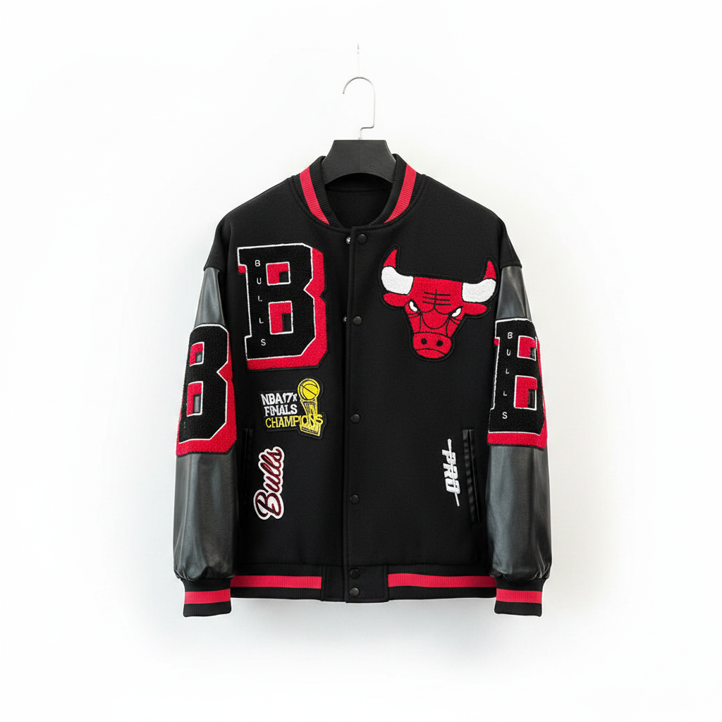 Jaqueta Preta Bulls - Fundo Branco
