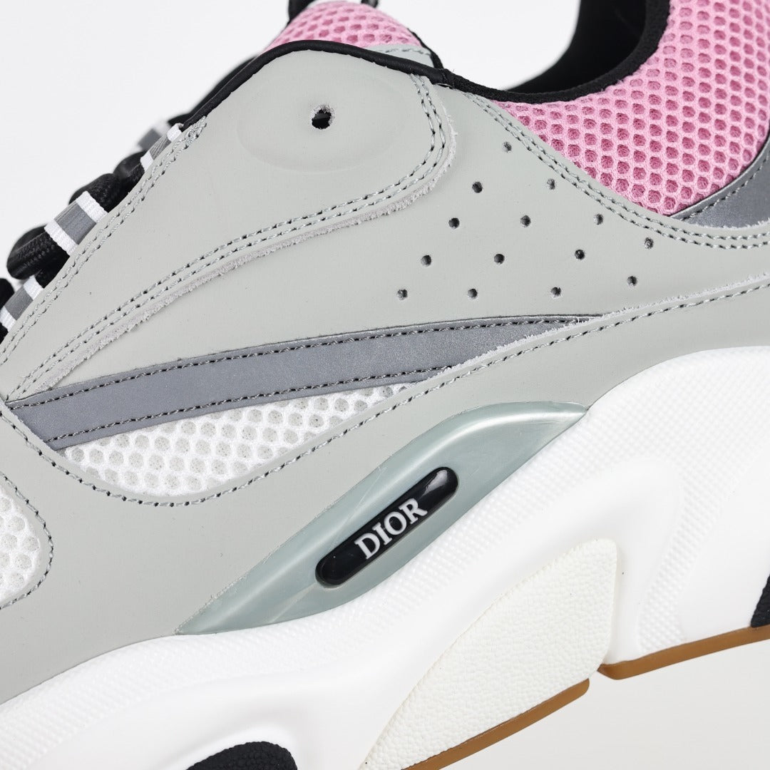 Dior B22 Cinza e Rosa — detalhe lateral e logo