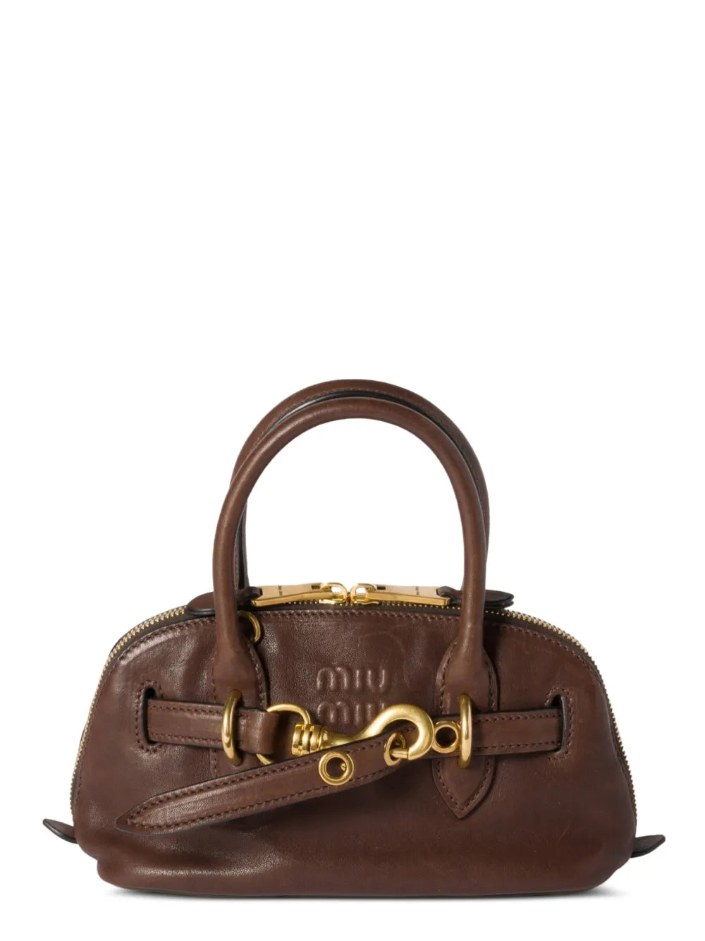 Miu Miu Bolsa Aventure mini de couro | Marrom | Image 1
