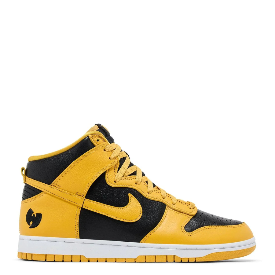 Tênis Nike Dunk High x Wu Tang Clan Black and Pollen Amarelo vista lateral