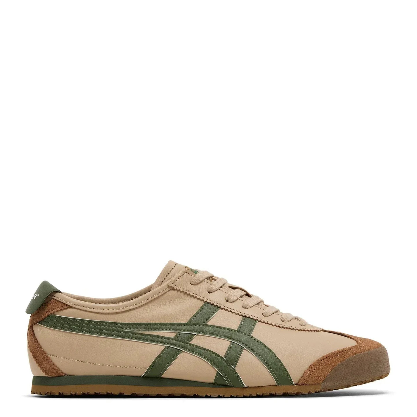Tênis Onitsuka Tiger Mexico 66 Beige Grass Green Marrom vista lateral