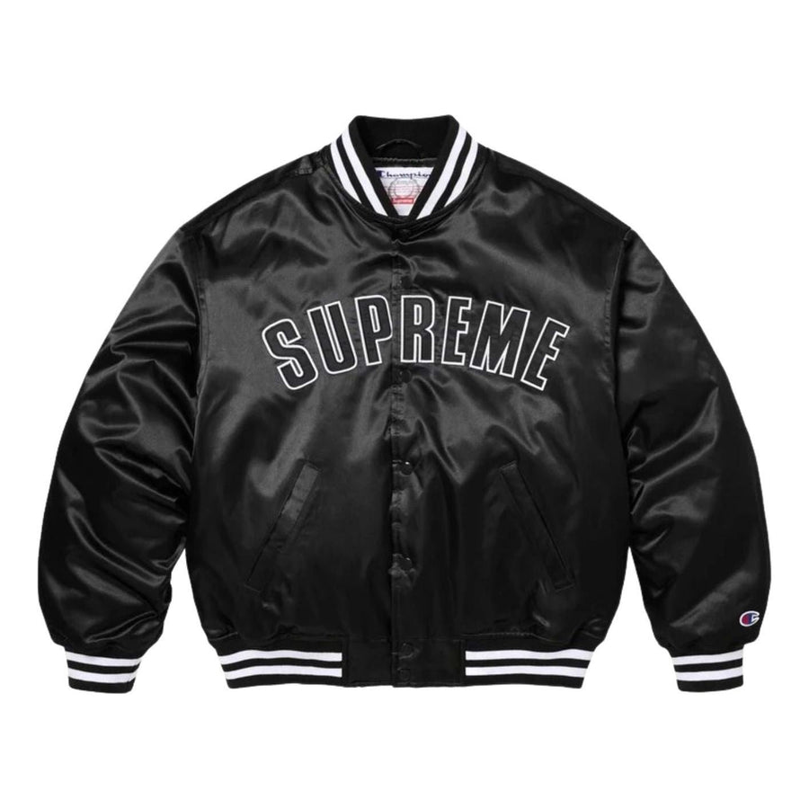 Supreme x Champion SS26 Satin Varsity Jacket 'Black'