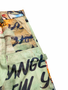 Calça Stüssy x Coursemys Patchwork Multicolor - detalhe frontal