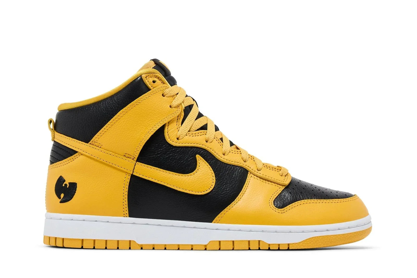 Tênis Nike Dunk High x Wu Tang Clan Black and Pollen Amarelo vista lateral