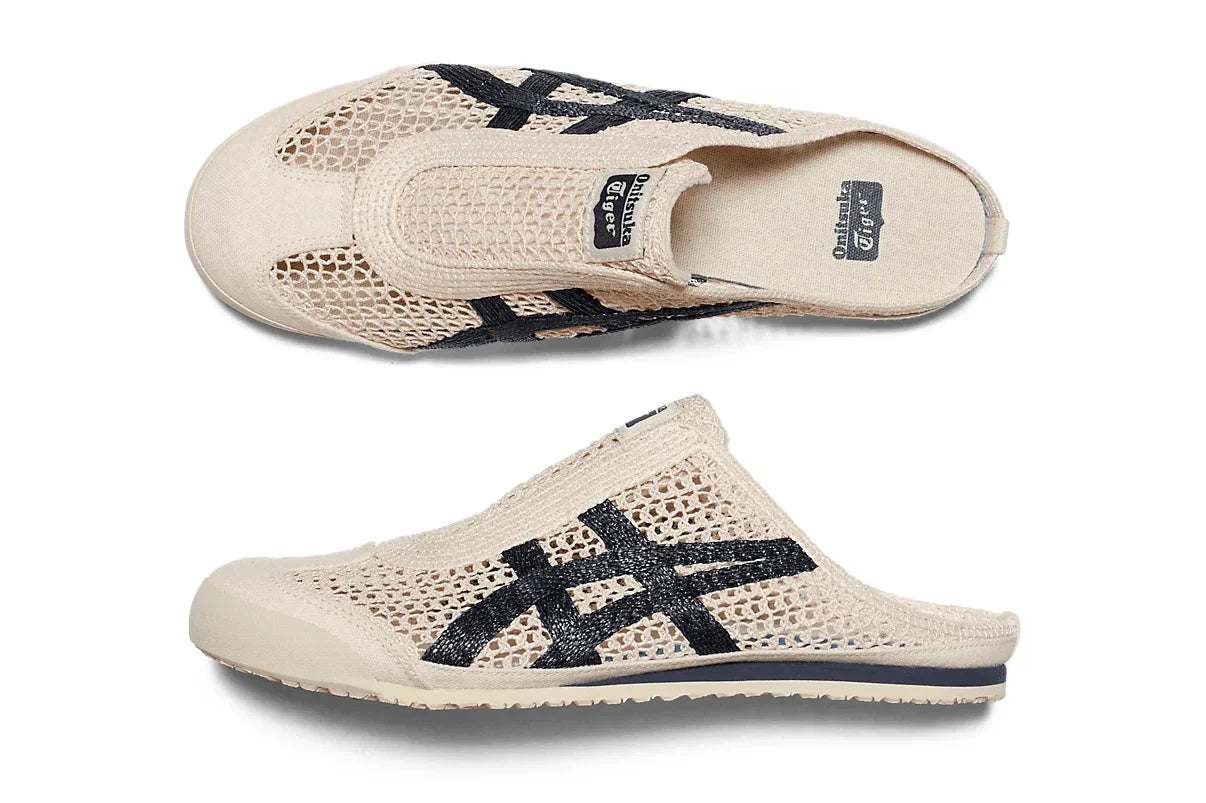 Tênis Onitsuka Tiger Mexico 66 Sabot Birch Peacoat Bege detalhe do material