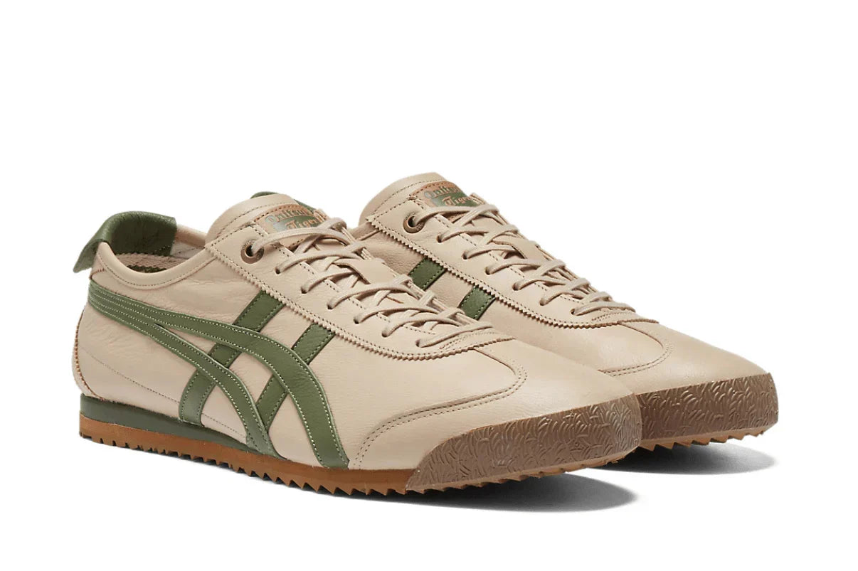 Tênis Onitsuka Tiger Mexico 66 SD Beige Green Bege detalhe do material