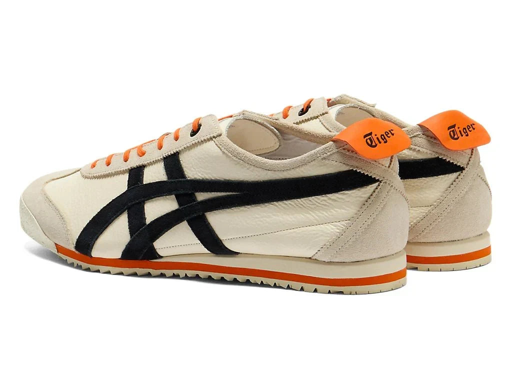 Tênis Onitsuka Tiger Mexico 66 SD Cream Black Orange Bege detalhe do material