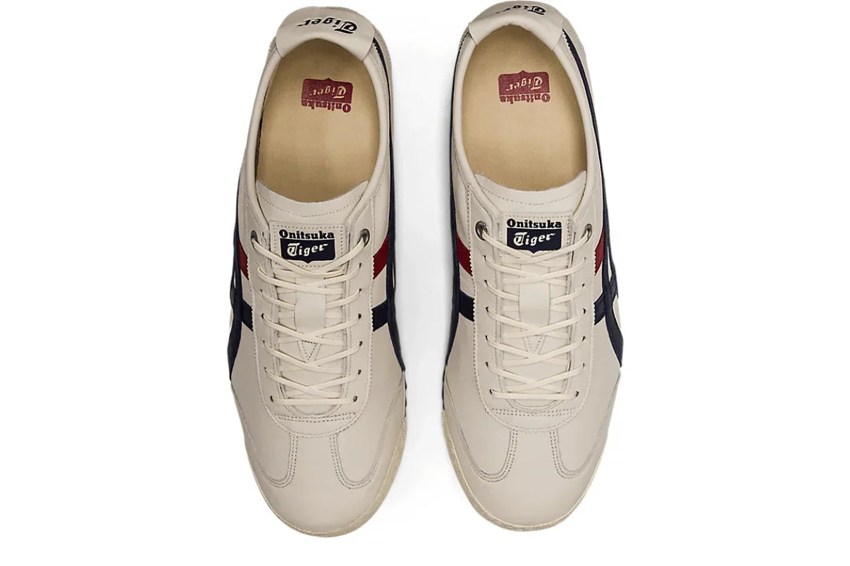 Tênis Onitsuka Tiger Mexico 66 SD Cream Peacoat Navy Red Bege detalhe lateral