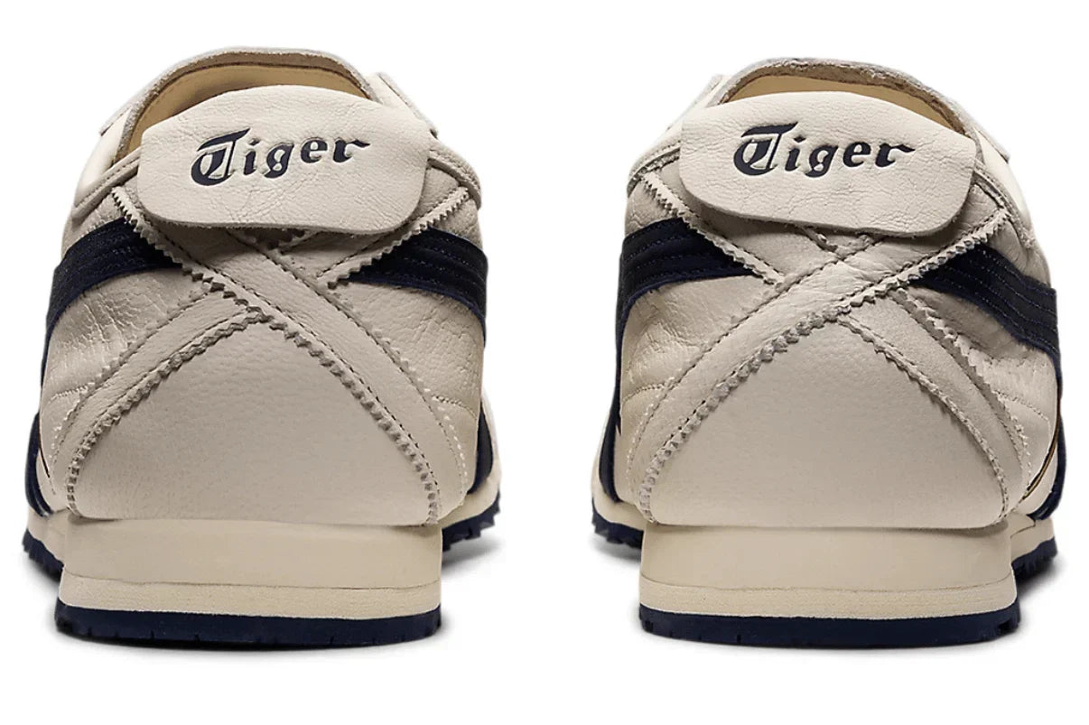 Tênis Onitsuka Tiger Mexico 66 SD Cream Peacoat Navy Red Bege detalhe do acabamento