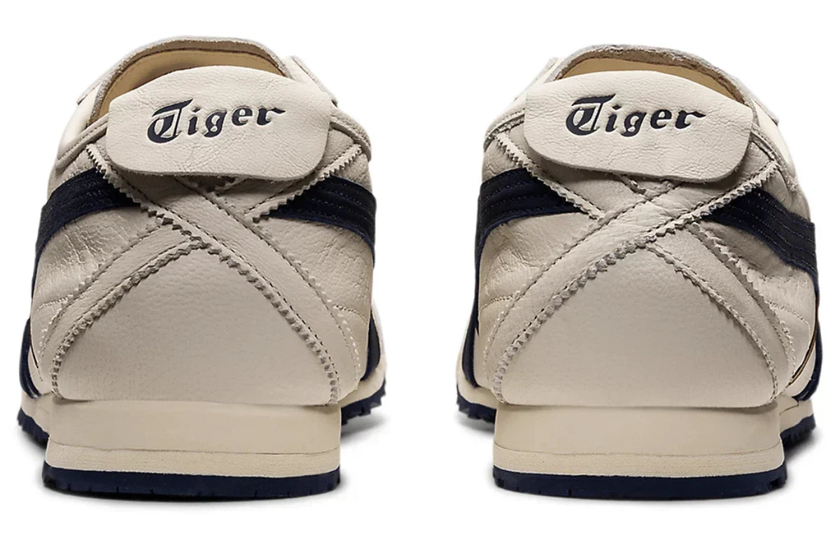 Tênis Onitsuka Tiger Mexico 66 SD Cream Peacoat Navy Red Bege detalhe do acabamento