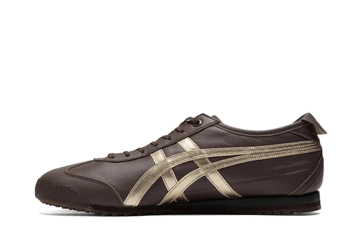 Tênis Onitsuka Tiger Mexico 66 SD Licorice Brown Champagne Marrom detalhe lateral