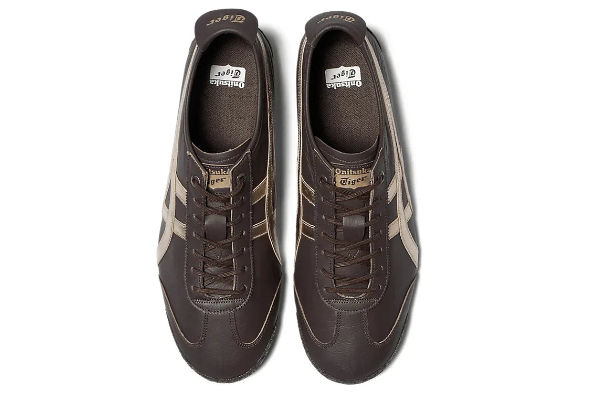 Tênis Onitsuka Tiger Mexico 66 SD Licorice Brown Champagne Marrom detalhe do acabamento