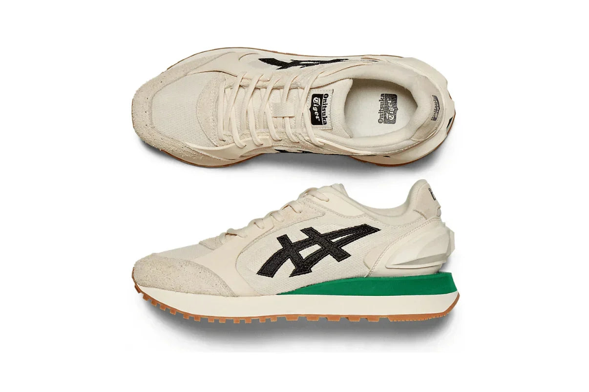 Tênis Onitsuka Tiger Moage CO Cream Black Bege detalhe do material